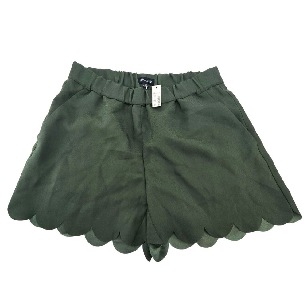 Madewell Womens Scalloped Hem Green Shorts with Pockets Size XS NWT jj3722